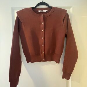 Brown Fall Cardigan with Pearl Buttons